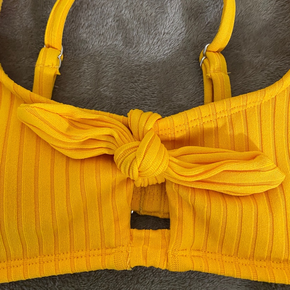 Yellow Ribbed Bikini Top - Picture 2 of 4